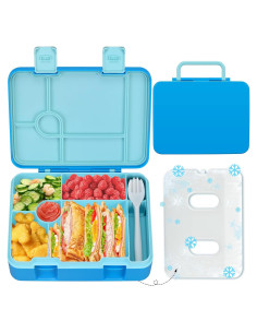 Caja de Almuerzo Bento Azul para Niños con Paquete de Hielo