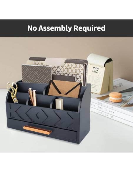 Organizador de Escritorio de Madera ZALIOJI Negro Ajustable Organizador de Escritorio de Madera ZALIOJI Negro Ajustable