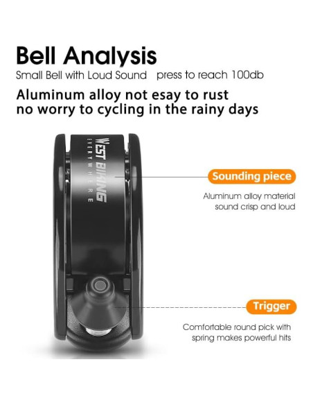 Timbre de Bicicleta Oculto LESOVI 100dB para Manillar 22.2mm Timbre de Bicicleta Oculto LESOVI 100dB para Manillar 22.2mm