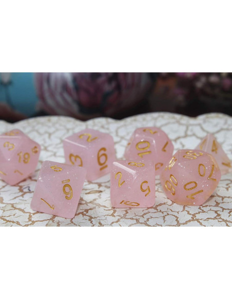 Juego de Dados RPG HD Poliedricos 7 Piezas Rosa Juego de Dados RPG HD Poliedricos 7 Piezas Rosa