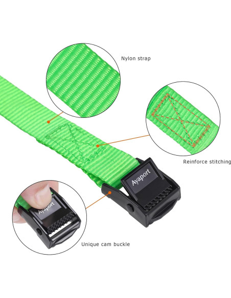 Correas de Amarre Ayaport 4ft Verde con Hebillas Ajustables Correas de Amarre Ayaport 4ft Verde con Hebillas Ajustables