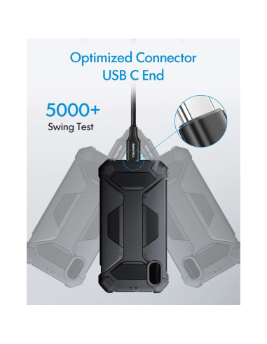 Cable USB C Corto 1ft TOSUPERS Carga Rápida 3A 2 Paquetes
