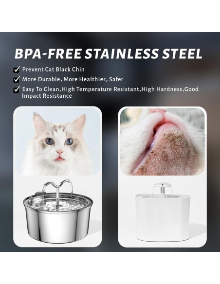 Fuente de Agua para Gatos DOOOB 3.2L Acero Inoxidable Ultra-Silenciosa Fuente de Agua para Gatos DOOOB 3.2L Acero Inoxidable Ultra-Silenciosa