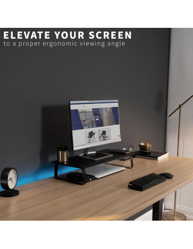 Soporte Elevador para Monitor y Laptop VIVO STAND-V000D 60.4cm Negro