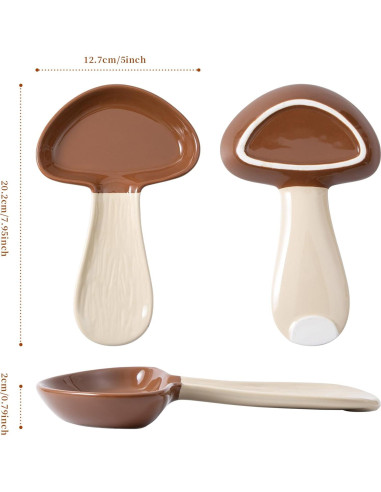 Soporte para cuchara de hongo marrón YumiPLUS cerámica 20.1x12.7 cm