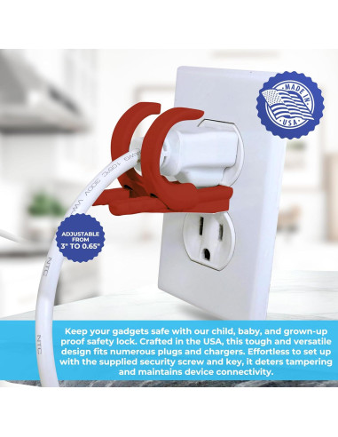 Bloqueo de Enchufe Ajustable Lock Socket Rojo - Seguridad para Niños
