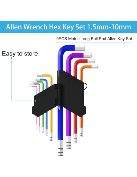 Juego de Llaves Allen Fineonly 9 Piezas 1.5-10mm Cr-V Juego de Llaves Allen Fineonly 9 Piezas 1.5-10mm Cr-V