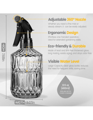 Botella de Spray para Plantas Sincengel 400 ml Vidrio Gris