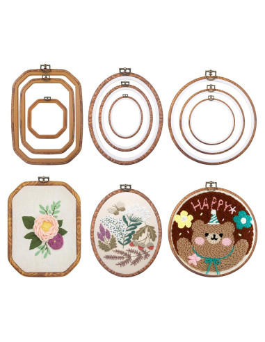 Juego de 9 Aros de Bordado Decorativos Zuaooz - Madera Imitación