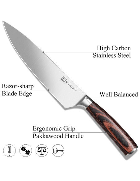 Cuchillo de Chef KEEMAKE 20 cm Acero Inoxidable Pakkawood Cuchillo de Chef KEEMAKE 20 cm Acero Inoxidable Pakkawood