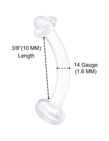 Anillo Retenedor de Ombligo Bioflex 14g Claro 10mm - 4 Piezas