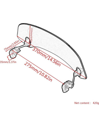 Parabrisas Ajustable Evomosa Clip-On para Motocicleta Gris