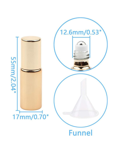 8 Botellas de Rodillo de Vidrio UV 5ml Newzoll Doradas 8 Botellas de Rodillo de Vidrio UV 5ml Newzoll Doradas