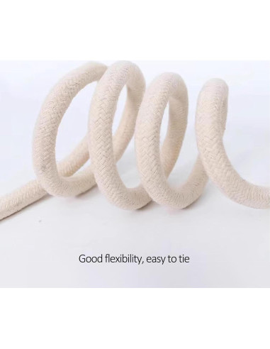 Cuerda trenzada de algodón Aoneky 1.27 cm x 15.24 m beige