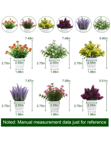 6 Piezas de Flores Artificiales en Maceta Yoratee para Oficina 6 Piezas de Flores Artificiales en Maceta Yoratee para Oficina