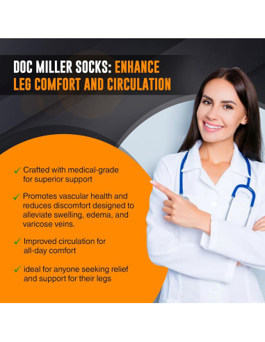 Medias Antiembolismo Doc Miller hasta la Rodilla 15-20 mmHg M-5XL
