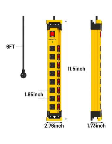 Regleta de 8 Salidas Plug'n con Protección 2700J y Cable 1.83m