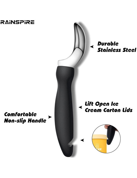 Cuchara de Helado Rainspire de Acero Inoxidable Negra 19.5cm Cuchara de Helado Rainspire de Acero Inoxidable Negra 19.5cm