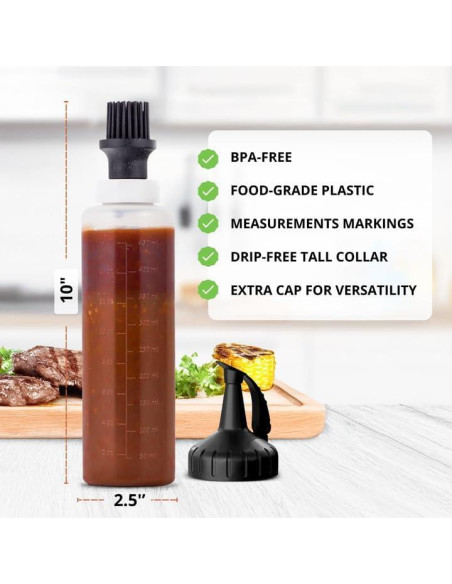 Botella de Salsa BBQ con Brocha de Silicona GRiLLiT 16 oz Botella de Salsa BBQ con Brocha de Silicona GRiLLiT 16 oz