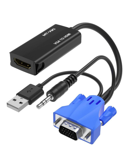 Adaptador MT-VIKI VGA a HDMI 1080P con Audio y USB Adaptador MT-VIKI VGA a HDMI 1080P con Audio y USB