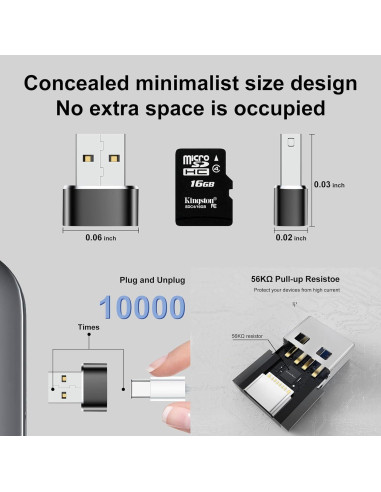 Adaptador USB a USB C Ainisoul 8 Piezas 480 Mbps Carga 5V/3A