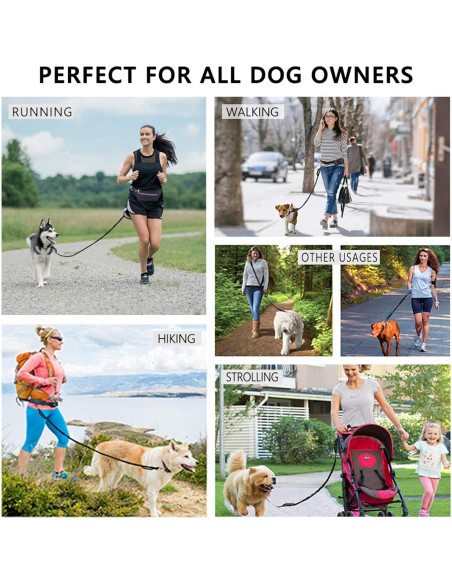 Correa para Perros Manos Libres LANNEY con Bolsa y Bungee Correa para Perros Manos Libres LANNEY con Bolsa y Bungee