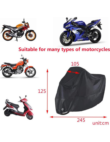 Cubierta de Motocicleta Impermeable Longluosi 245x125cm Cubierta de Motocicleta Impermeable Longluosi 245x125cm