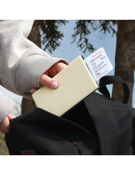 Funda de Pasaporte Fenice RFID Cuero Vegano Impermeable Negro Funda de Pasaporte Fenice RFID Cuero Vegano Impermeable Negro