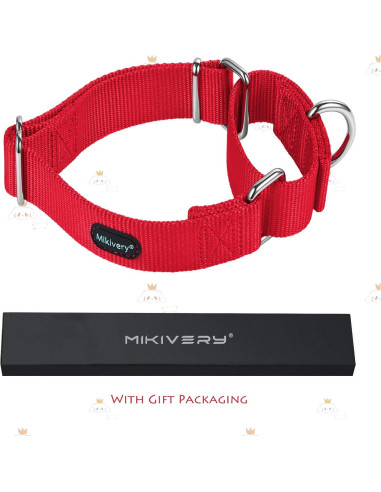 Collar Martingale Ajustable Mikivery Nylon Rojo M 2.54cm
