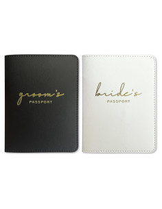 Juego de Fundas de Pasaporte Novios HubbyWifeyGifts - Protección de Viaje