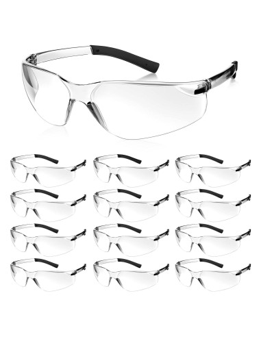 Gafas de Seguridad Queekay 12 Piezas UV Antirrayaduras