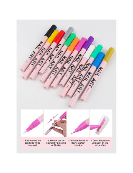 Conjunto de 12 Lápices de Arte para Uñas EBANKU 0.7mm Conjunto de 12 Lápices de Arte para Uñas EBANKU 0.7mm
