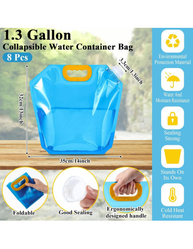 Bolsa de Almacenamiento de Agua Colapsable Tessco 8 Pcs 4.9L