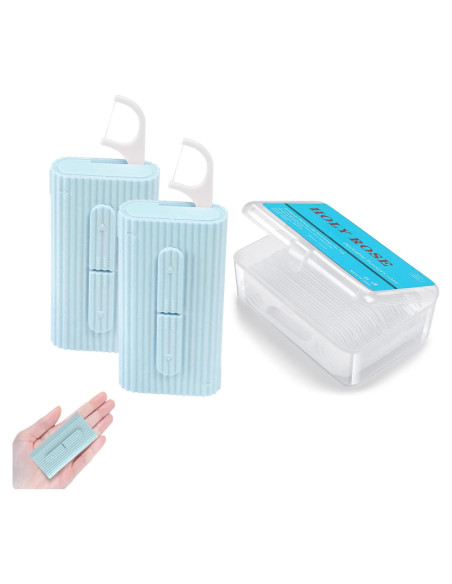 Dispensador de Hilo Dental Portátil Holy Rose Azul - 80 Palillos Dispensador de Hilo Dental Portátil Holy Rose Azul - 80 Palillos