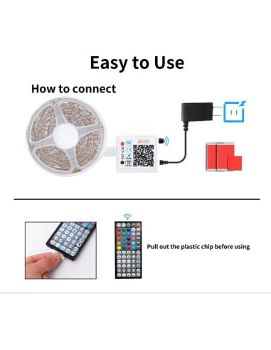 Tira LED RGB 15.24 m NBBUFF con control remoto y APP