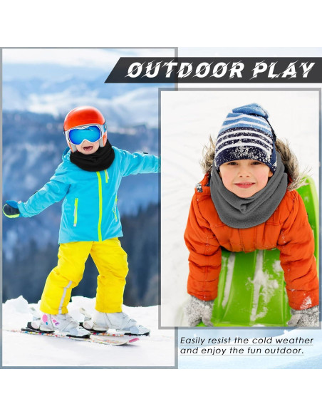 Calentador de Cuello de Forro Polar Niños 2 Pcs Negro Gris Calentador de Cuello de Forro Polar Niños 2 Pcs Negro Gris
