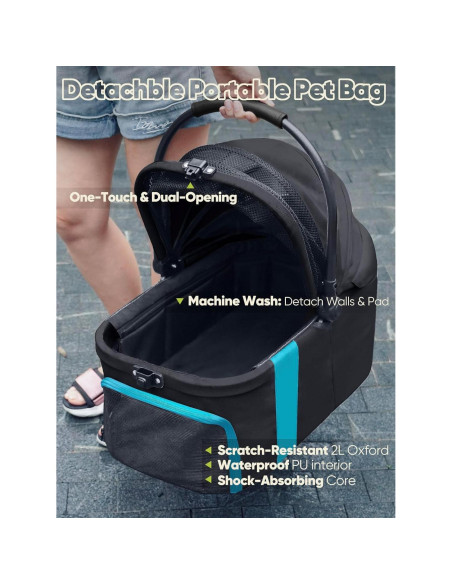 Carrito para Mascotas WagvyGo 5-en-1 Plegable Negro hasta 25kg Carrito para Mascotas WagvyGo 5-en-1 Plegable Negro hasta 25kg