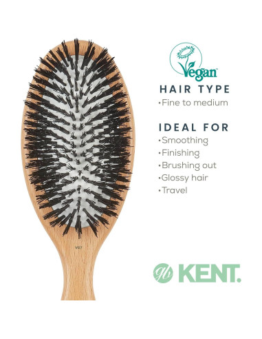 Cepillo Paddle Ecológico Kent V07 Vegano 25.4 cm para Cabello