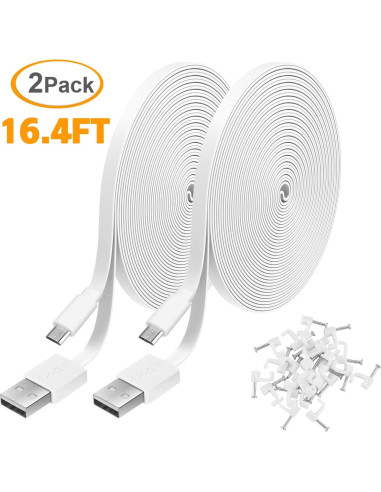 Paquete de 2 Cables de Extensión Micro USB 5m para Cámaras