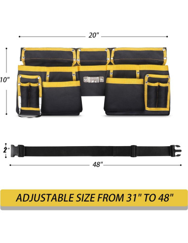 Cinturón de herramientas ARTICHIC 11 bolsillos ajustable 121 cm