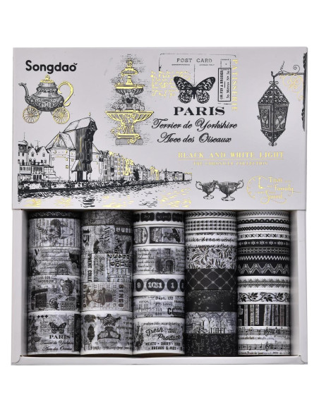 Paquete de 36 Rollos de Cinta Washi Vintage Retro Songdao Paquete de 36 Rollos de Cinta Washi Vintage Retro Songdao