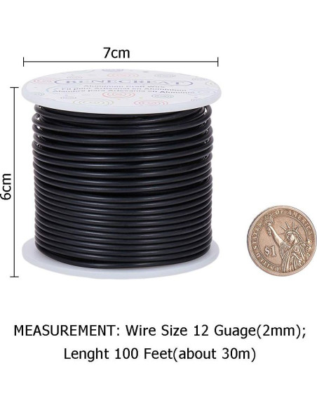 Alambre de Joyería BENECREAT 12 Gauge Negro 30m Mate Alambre de Joyería BENECREAT 12 Gauge Negro 30m Mate
