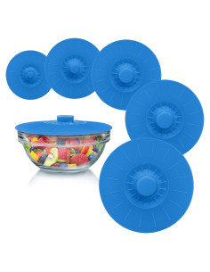 Juego de 5 Tapas de Silicona Perfecto y Simple Azul 25.9 cm