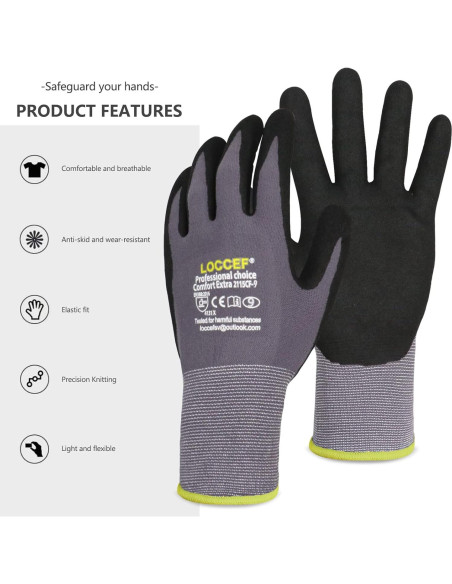 Guantes de Trabajo LOCCEF Nitrilo MicroFoam 6 Pares Grises Guantes de Trabajo LOCCEF Nitrilo MicroFoam 6 Pares Grises