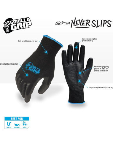 Guantes de Trabajo Gorilla Grip Antideslizantes 10 Pares