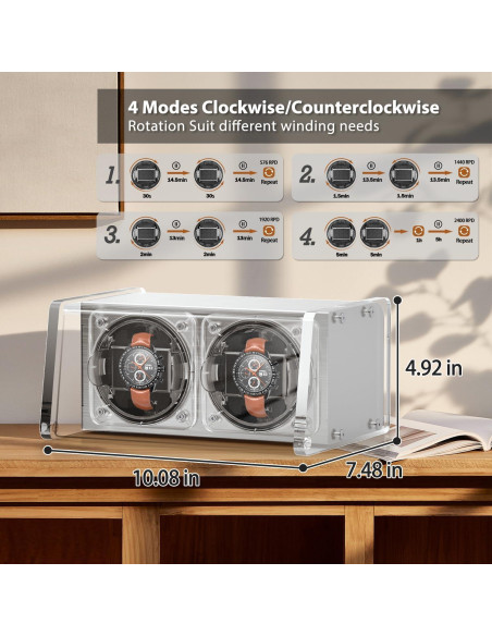 Enrollador de Relojes Automáticos Watch Winder Smith Doble Transparente Enrollador de Relojes Automáticos Watch Winder Smith Doble Transparente