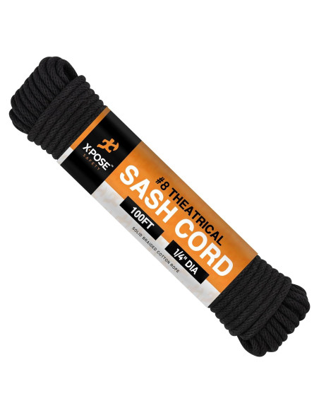 Cuerda de Sash Xpose Safety 1/4" 100 Pies Algodón Negro Cuerda de Sash Xpose Safety 1/4" 100 Pies Algodón Negro