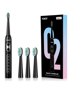 Cepillo de Dientes Eléctrico YUNCHI Sonic Negro 5 Modos 4 Cabezas