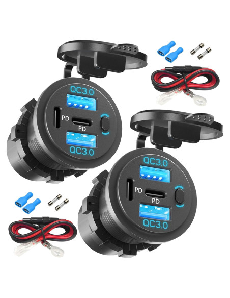 Cargador de Coche VANONE 2PCS USB C y QC3.0 12V Doble Puerto Cargador de Coche VANONE 2PCS USB C y QC3.0 12V Doble Puerto