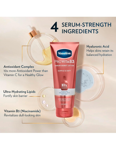 Loción Vaseline Pro VitaB3 Serum Burst 221.8 ml Hidratante